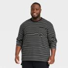 Men's Big & Tall Classic Fit Scoop Neck Long Sleeve T-shirt - Goodfellow & Co Black/striped