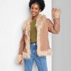 Women's Faux Fur Trim Jacket - Wild Fable Tan