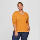 Women's Plus Size Textured Long Sleeve Pullover - Ava & Viv Gold