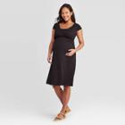 Maternity Short Sleeve Cross Front Nursing Dress - Isabel Maternity By Ingrid & Isabel Black