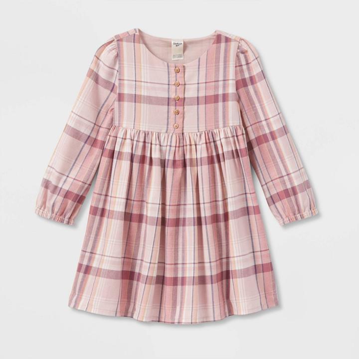 Oshkosh B'gosh Toddler Girls' Plaid Long Sleeve Dress - Purple
