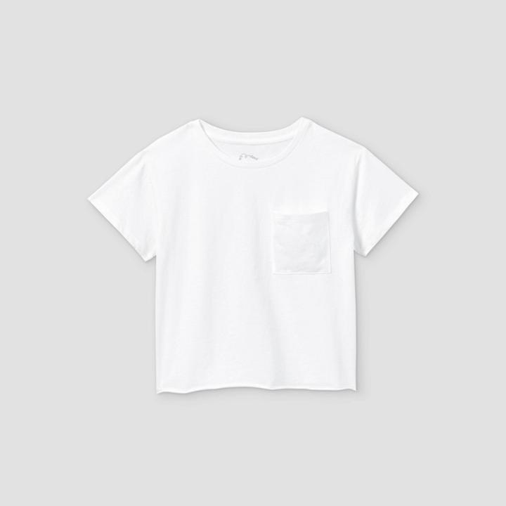 Girls' Boxy Pocket Short Sleeve T-shirt - Art Class White