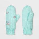 Girls' Star Knit Mittens - Cat & Jack Mint One Size, Green