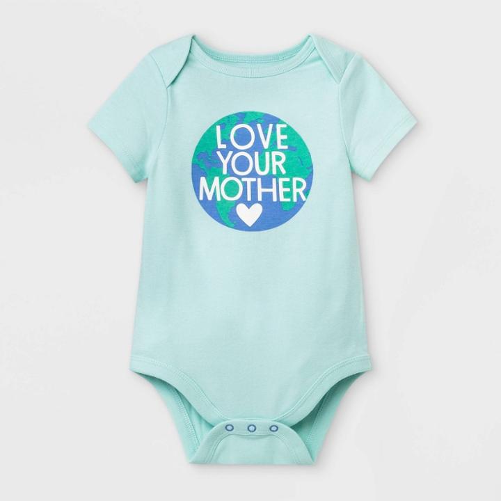 Baby Girls' 'love Your Mother' Short Sleeve Bodysuit - Cat & Jack Mint Green