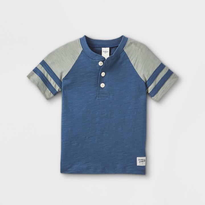 Oshkosh B'gosh Toddler Boys' Athletic Short Sleeve Henley T-shirt - Navy/olive Green