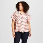 Women's Plus Size Gingham Short Sleeve Any Day Shirt - A New Day Red X