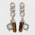 Semi-precious Tiger Eye And Sun Charm Drop Earrings - Universal Thread