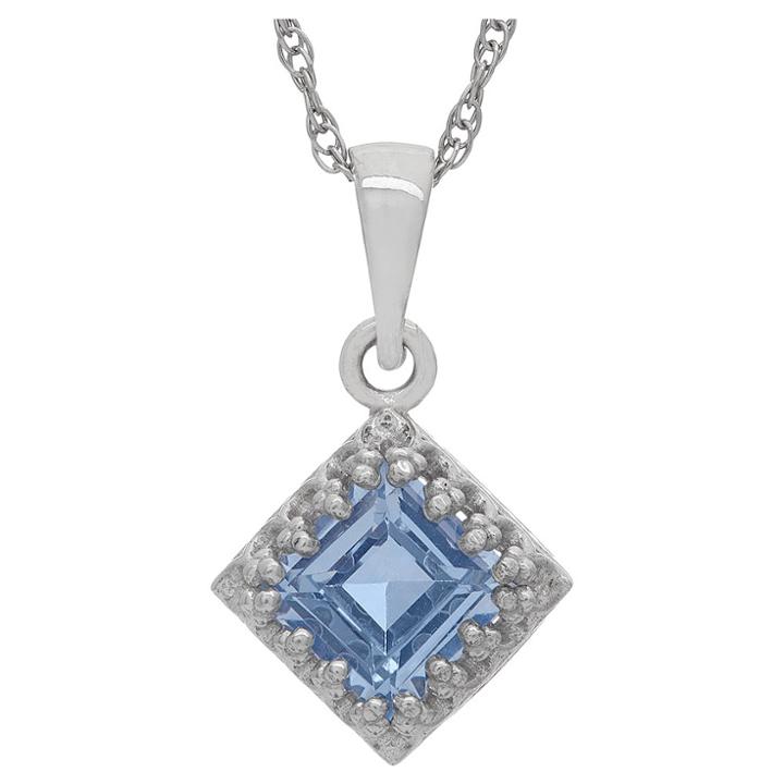 1 1/4 Tcw Tiara Aquamarine Crown Pendant In Sterling