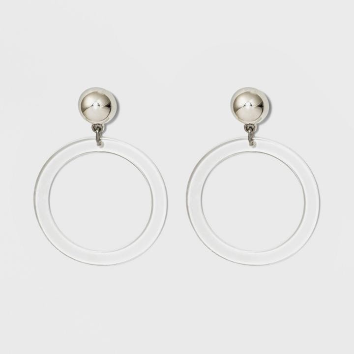 Drop Ball With Open Translucent Hoop Earrings - A New Day Dark Silver,