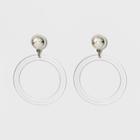 Drop Ball With Open Translucent Hoop Earrings - A New Day Dark Silver,