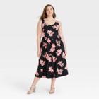 Women's Plus Size Floral Print Sleeveless Dress - Who What Wear Black Basin