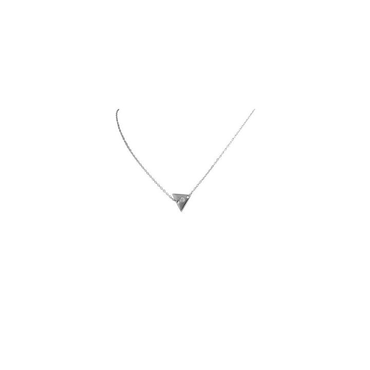 Zirconmania Women's Zirconite Necklace With 1mm Cubic Zirconia Triangle In Sterling Silver - Rhodium