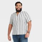 Men's Tall Striped Standard Fit Camp Collar Short Sleeve Button-down Shirt - Goodfellow & Co Cream
