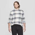 Men's Big & Tall Plaid Long Sleeve Linen Cotton Button-down Shirt - Goodfellow & Co White