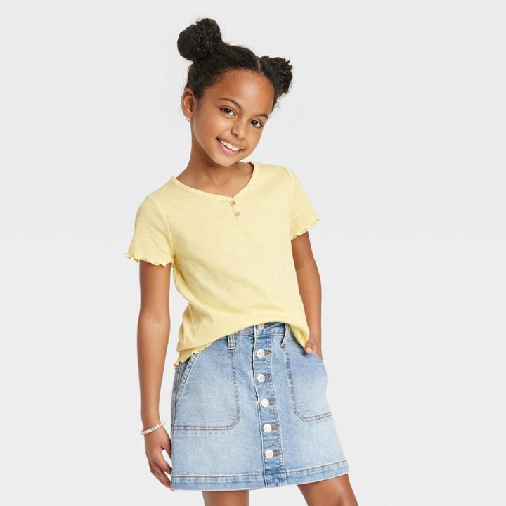 Girls' Short Sleeve Ribbed T-shirt - Cat & Jack Yellow
