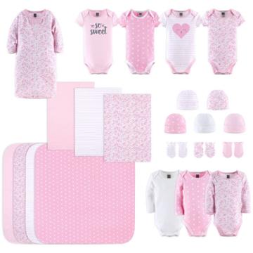 The Peanutshell Newborn Gift Set - Floral Love - 23pc, Gold/pink/purple