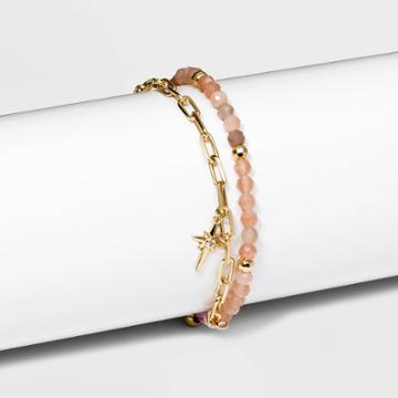 Beloved + Inspired Cubic Zirconia Multi-strand Sunstone Bracelet - Pink