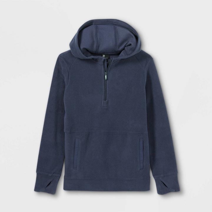 Boys' Fleece 1/4 Zip Pullover Hoodie - All In Motion Navy