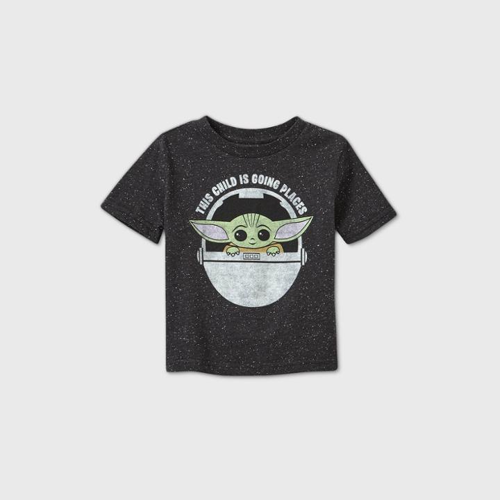 Toddler Boys' Star Wars Baby Yoda Going Places Short Sleeve T-shirt - Black