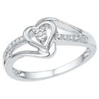 Target 1/20 Ct. T.w. Round Diamond Prong And Miracle Set Heart Ring In Sterling Silver (7.5), Girl's, White