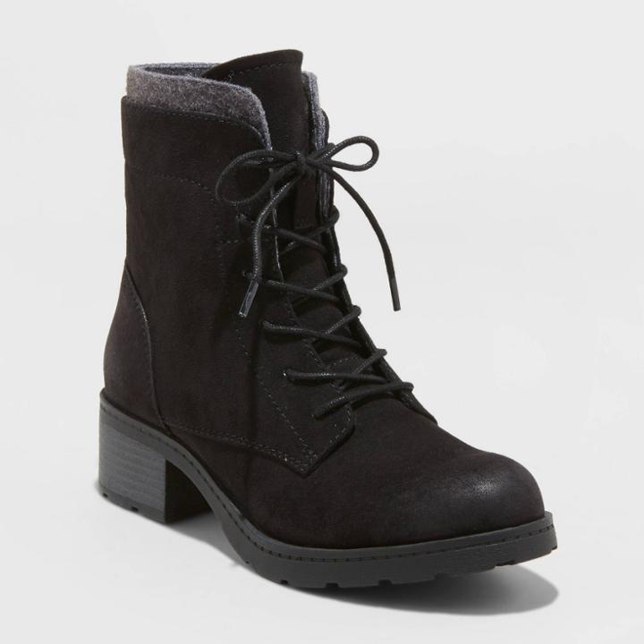 Women's Dez Microsuede Lace-up Boots - Universal Thread Black