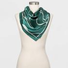 Women's Large Square Floral Print Silk Scarf - A New Day Green One Size, Women's