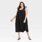 Women's Plus Size Ruffle Short Sleeve A-line Dress - A New Day Black