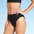 Women's Ribbed High Leg High Waist Bikini Bottom - Xhilaration Black S, Women's,