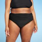 Women's Plus Size Shirred Swim Briefs - Aqua Green Black