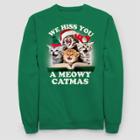 Fifth Sun Men's Meowy Catmas Holiday Fleece Sweater - Kelly Green