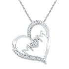 Target Women's Round Diamond Accent Prong Set Mom Heart Pendant In Sterling Silver (ij-i2-i3)