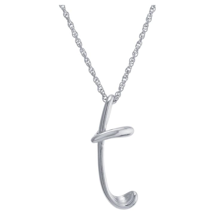 Distributed By Target Women's Sterling Silver Cursive Script Initial Pendant - T (18),