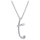 Distributed By Target Women's Sterling Silver Cursive Script Initial Pendant - T (18),