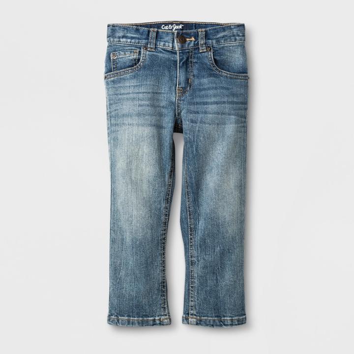 Toddler Boys' Straight Adjustable Waist Denim Pants Cat & Jack Blue