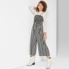 Women's Striped Strappy Knit Smocked Top Jumpsuit - Wild Fable Black/white