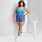 Women's Plus Size Notch Front Tiny Tank Top - Wild Fable Blue