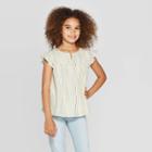 Girls' Lurex Stripe Top - Cat & Jack Cream