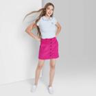 Women's Button-front Cord Mini A-line Skirt - Wild Fable Magenta Pink