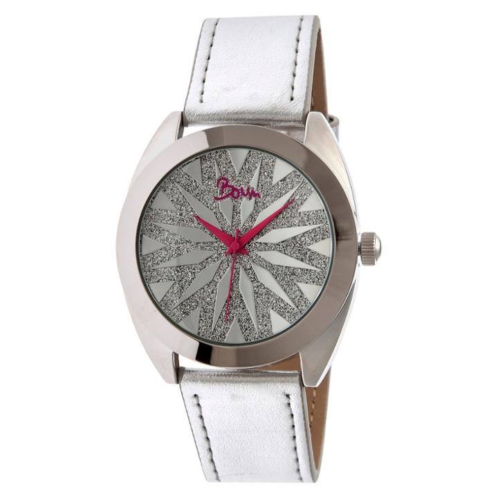 Target Women's Boum Etoile Glitter-inlaid Dial Leather Strap Watch-silver,