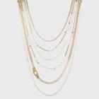 6 Row Pearl And Chain Statement Necklace - A New Day Gold