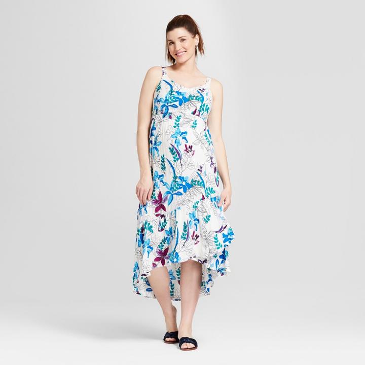 Maternity Ruffle Skirt Dress - Isabel Maternity By Ingrid & Isabel Floral Print L, Women's, Purple