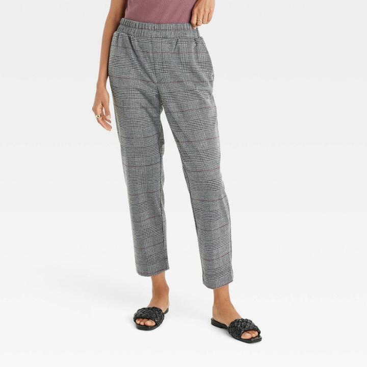 Women's High-rise Slim Straight Fit Ankle Pull-on Pants - A New Day Heather Gray
