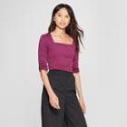Women's Long Sleeve Square Neck Top - Who What Wear Plum (purple)