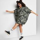 Women's Plus Size Ascot + Hart Woven Short Sleeve Graphic Dress - Zebra Print