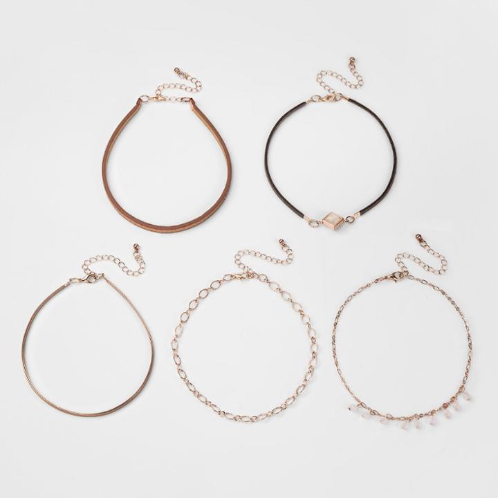 Girls' 5pk Choker Set - Art Class Rose Gold