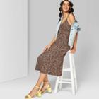 Women's Leopard Print Strappy Cinched Front Midi Slip Dress - Wild Fable Brown