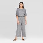 Women's Dolman Elbow Sleeve Scoop Neck Straight Fit Wide Leg Jumpsuit - Prologue Heather Gray