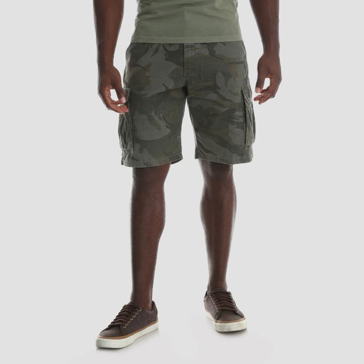 Wrangler Men's Camo Print 10 Twill Cargo Shorts - Dark Green 30, Dark Green Camo