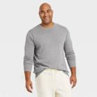 Men's Tall Striped Regular Fit Crewneck Pullover Sweater - Goodfellow & Co Medium Heather Gray