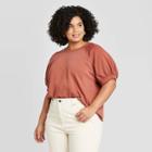 Women's Plus Size Short Sleeve Crewneck Sweatshirt - Universal Thread Brown 1x, Women's,